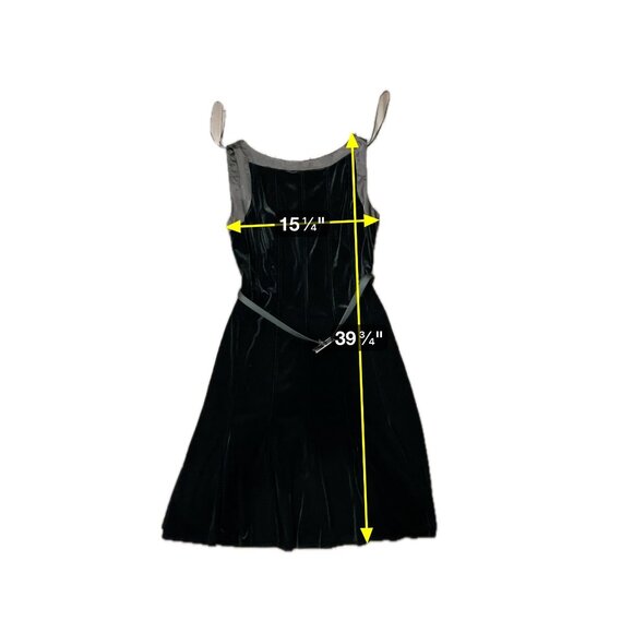Sandra Darren Womens Black Sleeveless Velvet Dress Belted Size 12 - Picture 6 of 8